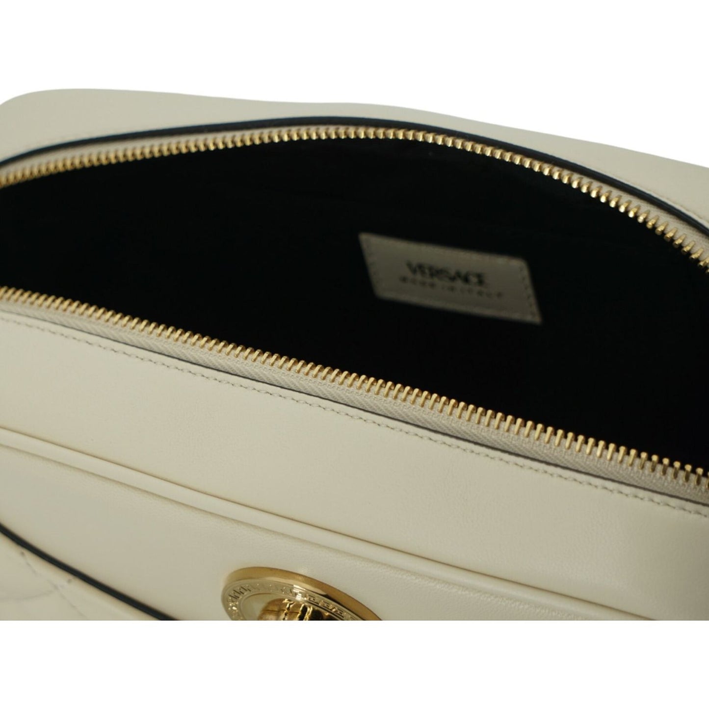 Versace White Lamb Leather Medium Camera Shoulder Bag Versace