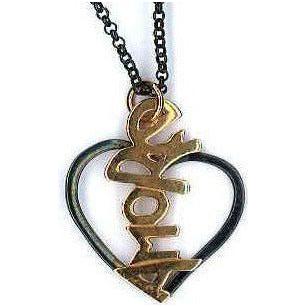 AMBROSINI JEWELS - PENDENTE ARGENTO 925° cuore finitura brunita lucida scritta rosé