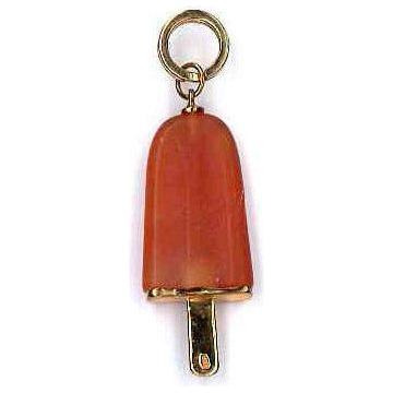 AMBROSINI JEWELS - PENDENTE ARGENTO 925° ghiacciolo finitura rosé pietra arancio medio (29.5x13 mm)