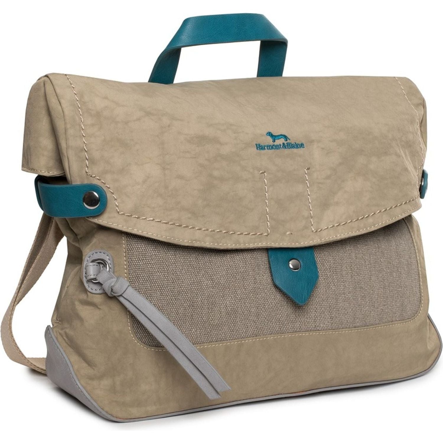 Front view with bag zipped and handles upright.