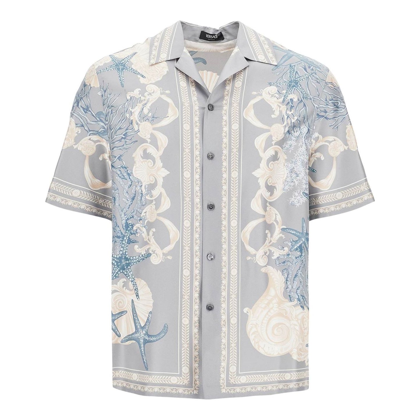 Versace baroque printed silk bowling shirt