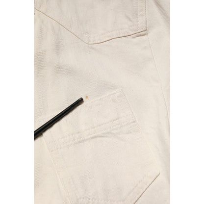 Dolce & Gabbana Off White Cotton Full Zip Denim Men Blouson Jacket