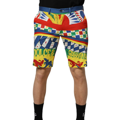 Dolce & Gabbana Multicolor Carretto Print Men Bermuda Shorts