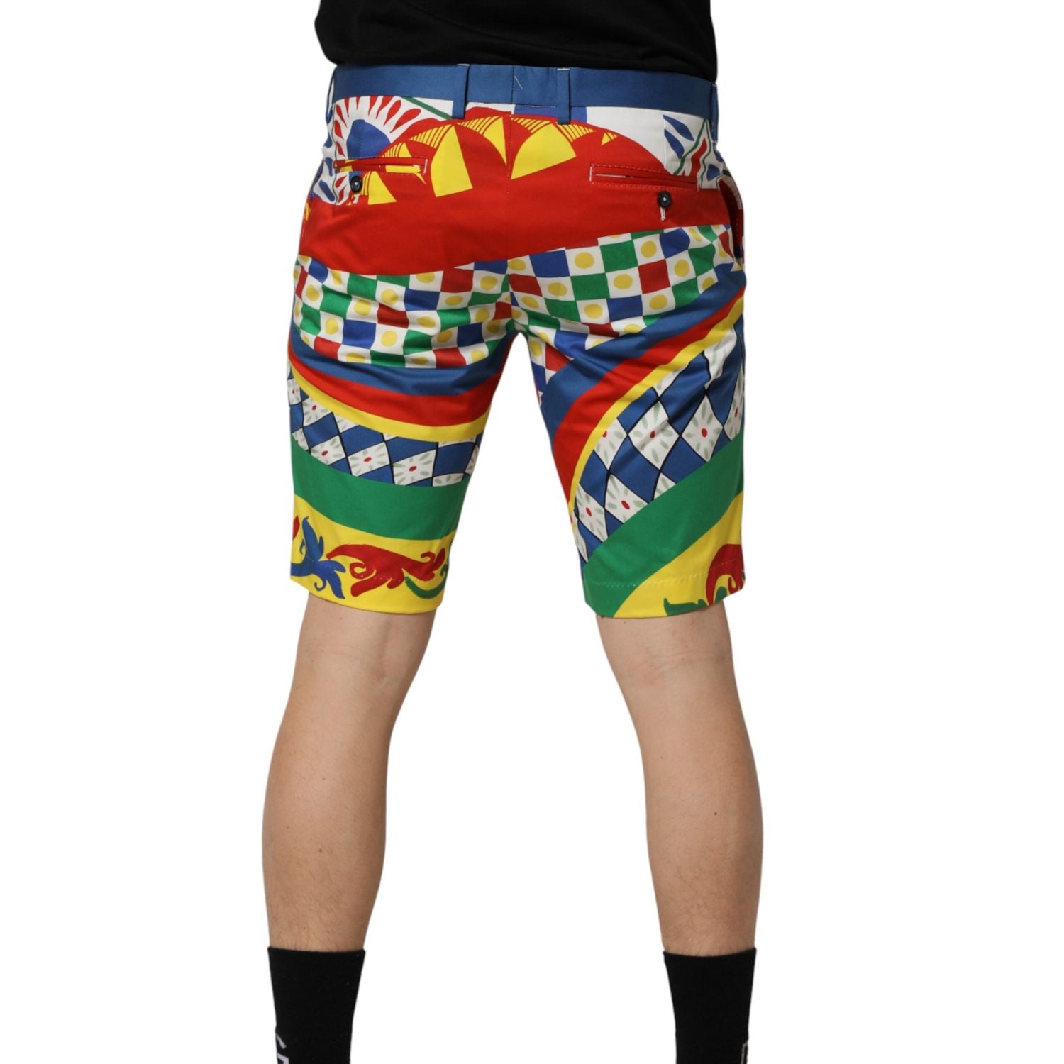 Dolce & Gabbana Multicolor Carretto Print Men Bermuda Shorts