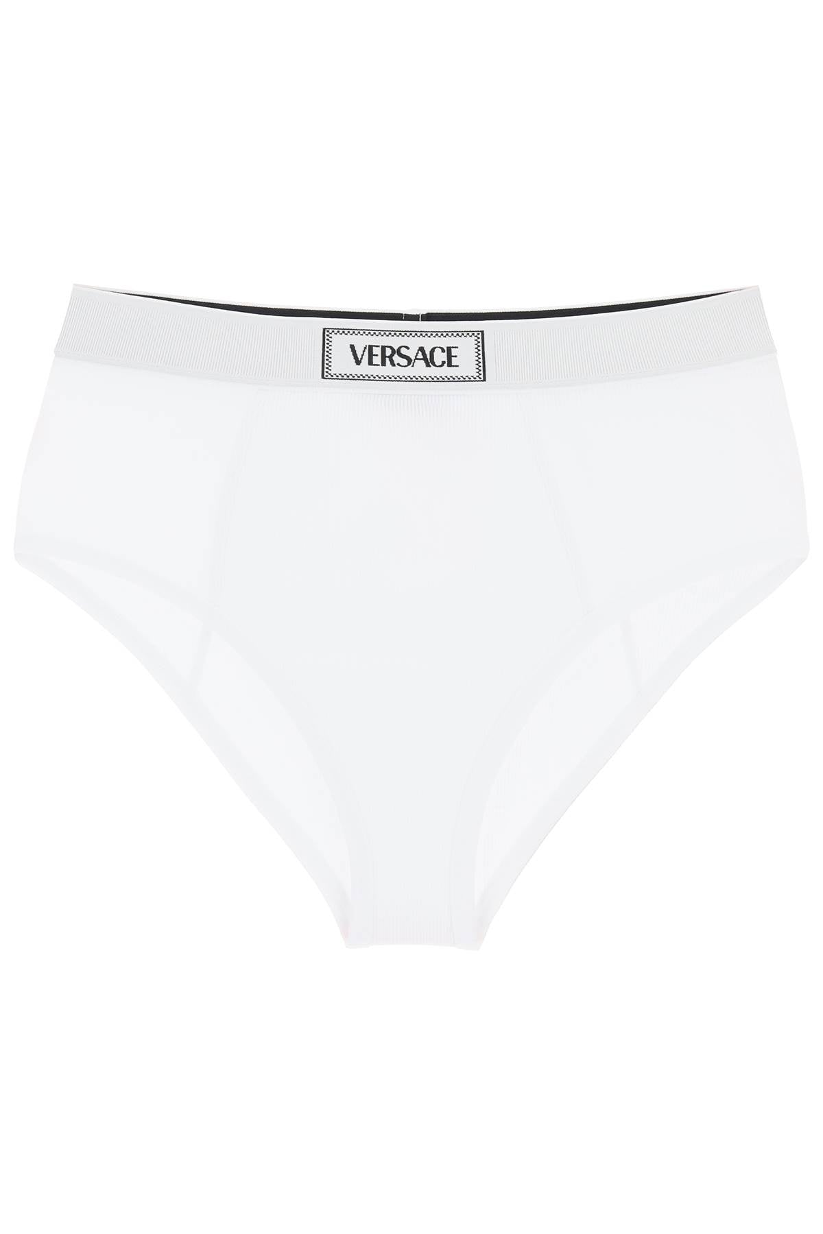 Versace ribbed briefs with '90s logo Beachwear & underwear Versace