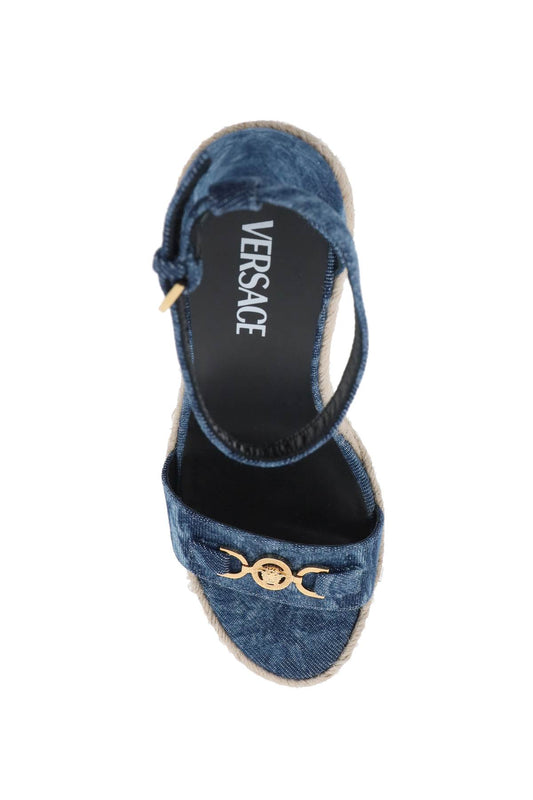 Versace denim barocco wedge sandals Sandals Versace