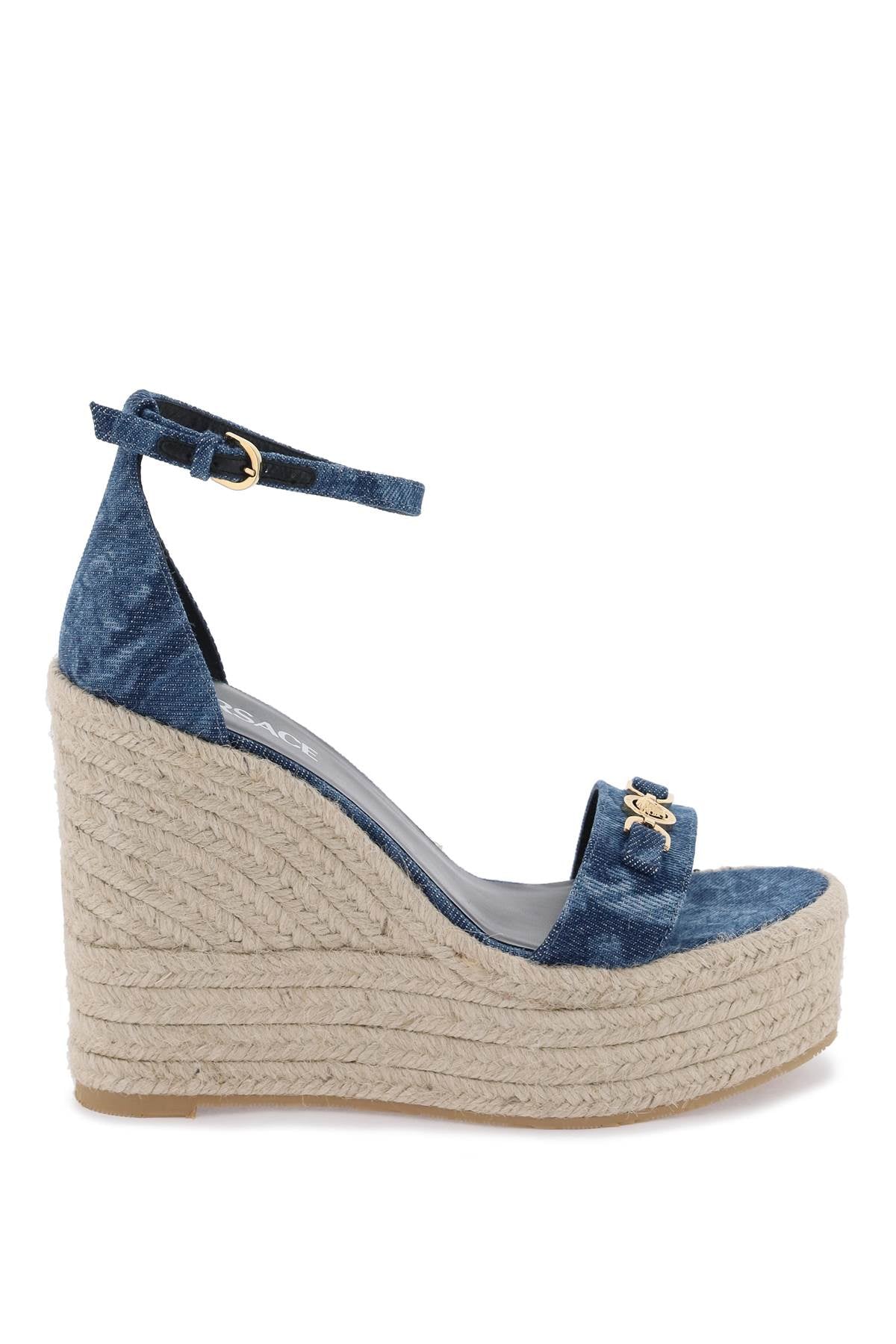 Versace denim barocco wedge sandals Sandals Versace