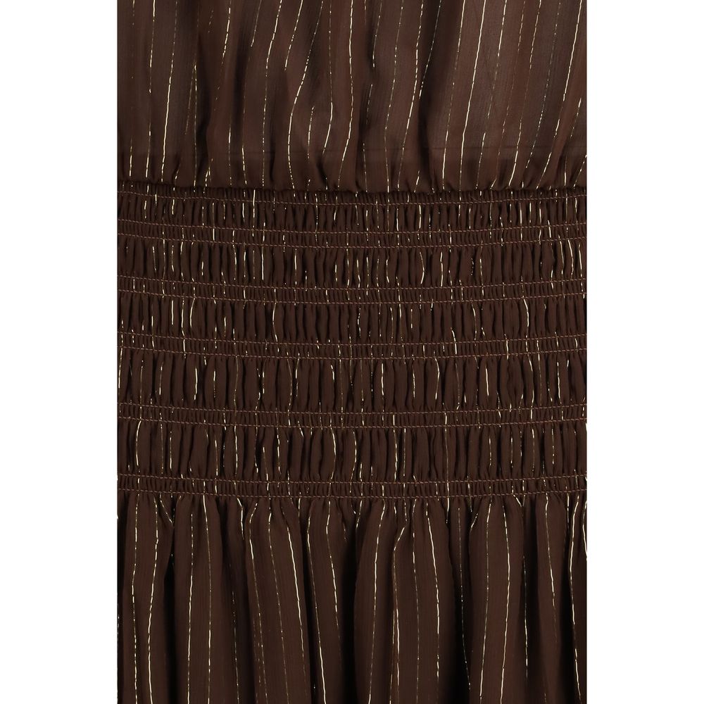 Self-Portrait Brown Silk Long Dress 1728,6,72470364320,8,Brown,Clothing,Dresses - Clothing,Long - Dresses - Clothing,New with tags,Self-Portrait,Women