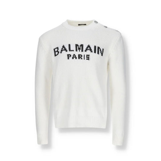 Balmain White Cotton Sweatshirt