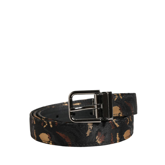 Dolce & Gabbana Multicolor Jacquard Silver Metal Buckle Belt