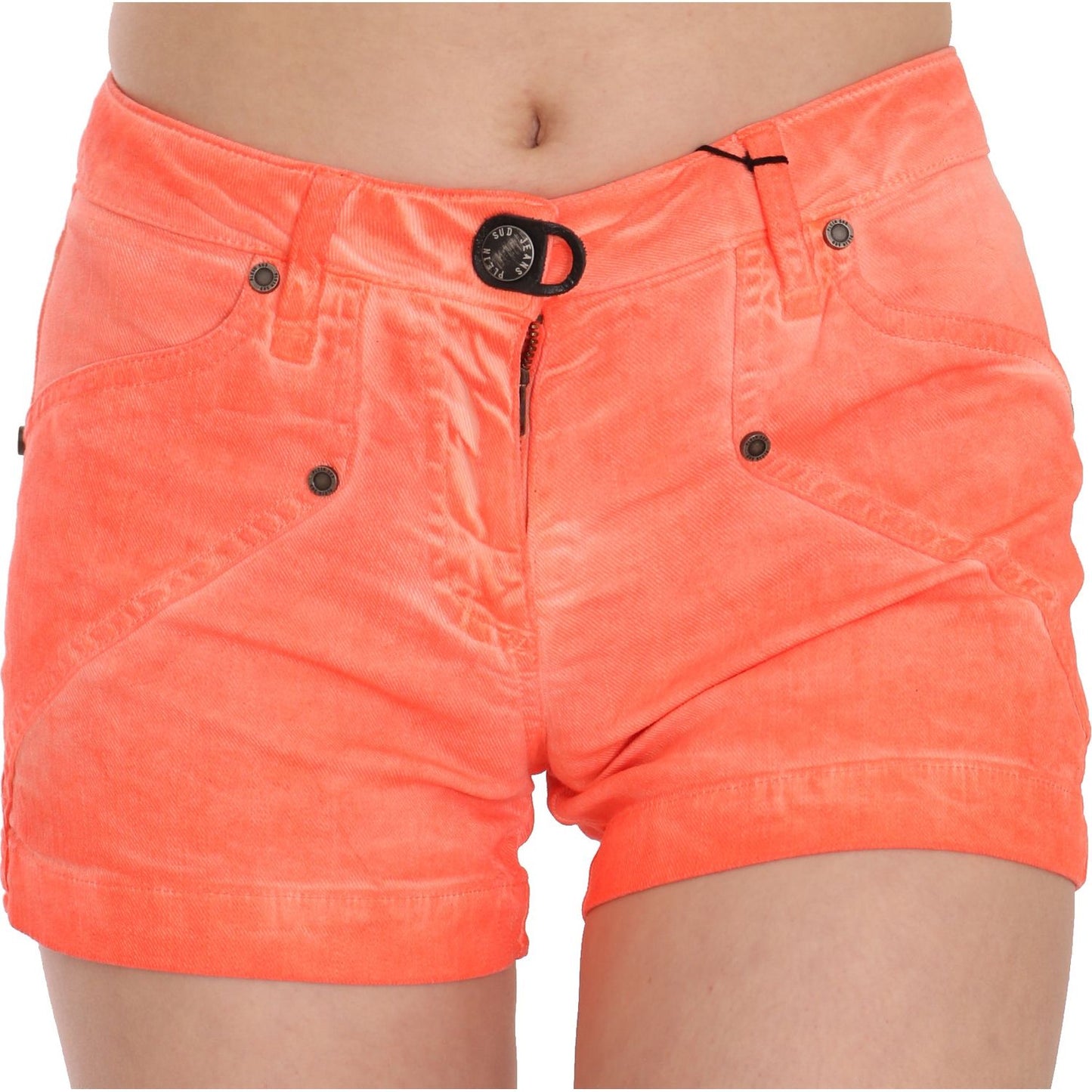 PLEIN SUD Chic Orange Mid Waist Mini Shorts PLEIN SUD