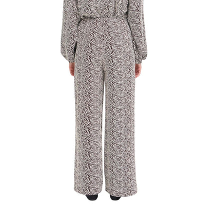 ICHI Brown Polyester Casual Pants
