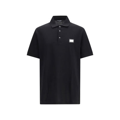 Dolce & Gabbana Black Cotton Polo Shirt