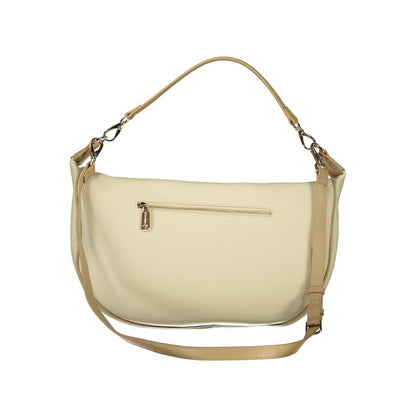 Mario Valentino Beige Polyurethane Women's Bag with Adjustable Shoulder Strap