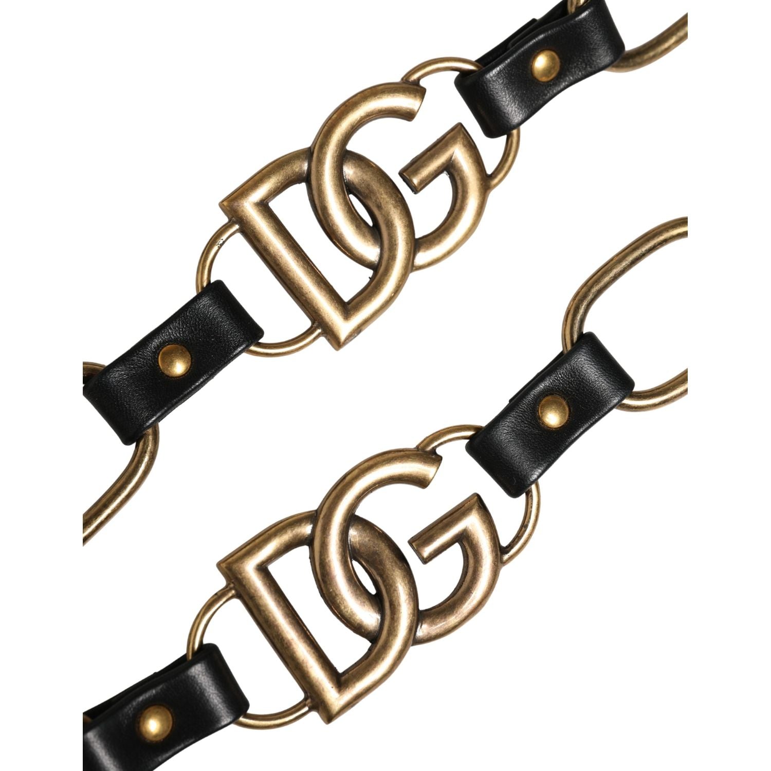 Dolce & Gabbana Black Leather Gold Chain Bag Accessory Shoulder Strap