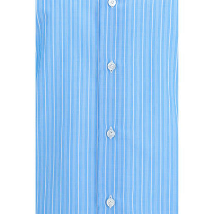 Finamore Blue Cotton Pattern Shirt