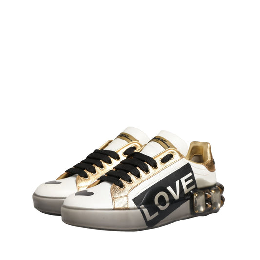 Dolce & Gabbana Multicolor Crystal StuddedLOVE Sneakers Shoes