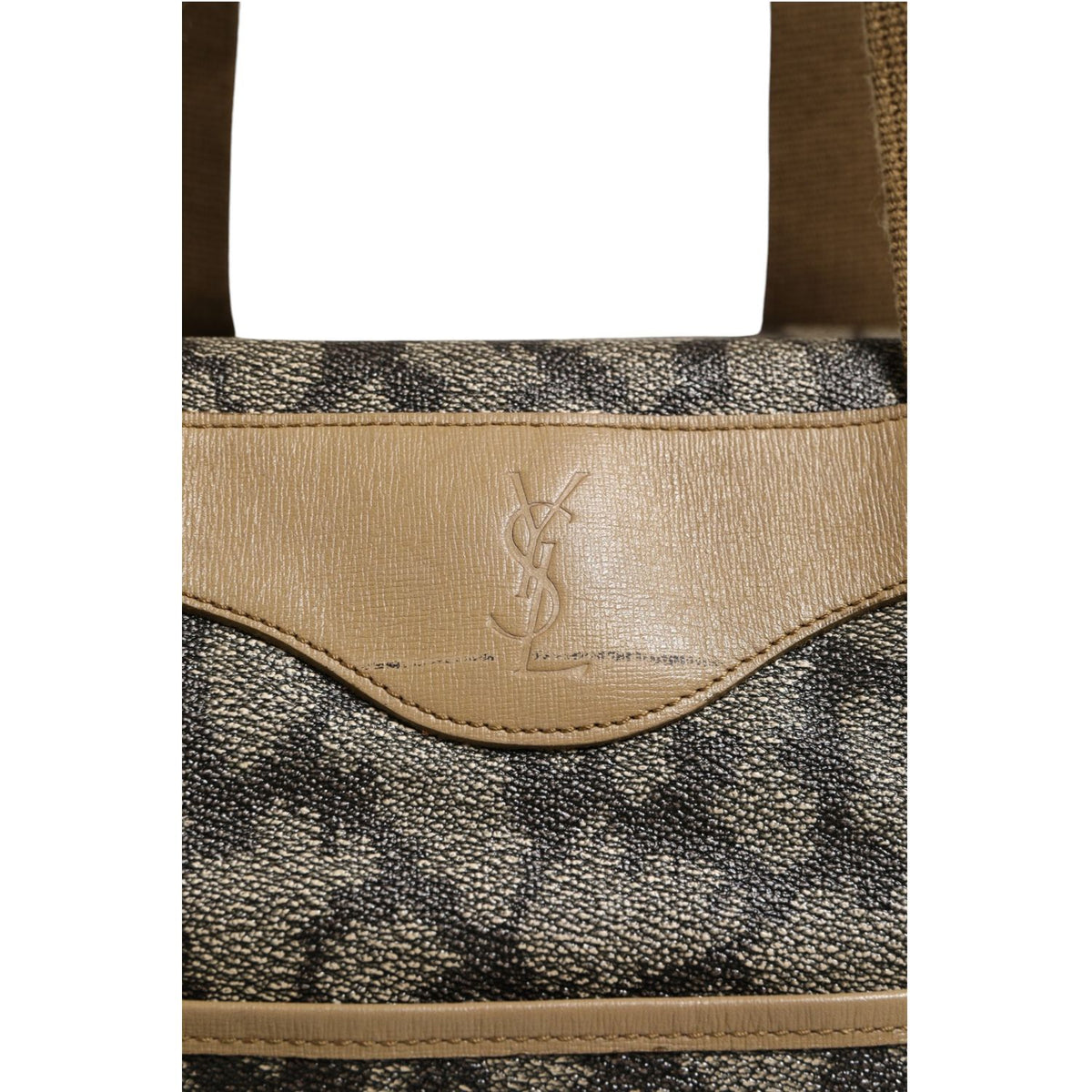 Saint Laurent Green and Brown Pattern Canvas Duffel Bag