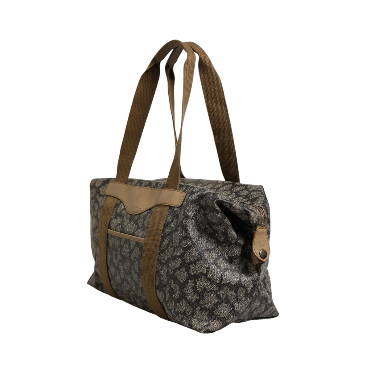 Saint Laurent Green and Brown Pattern Canvas Duffel Bag
