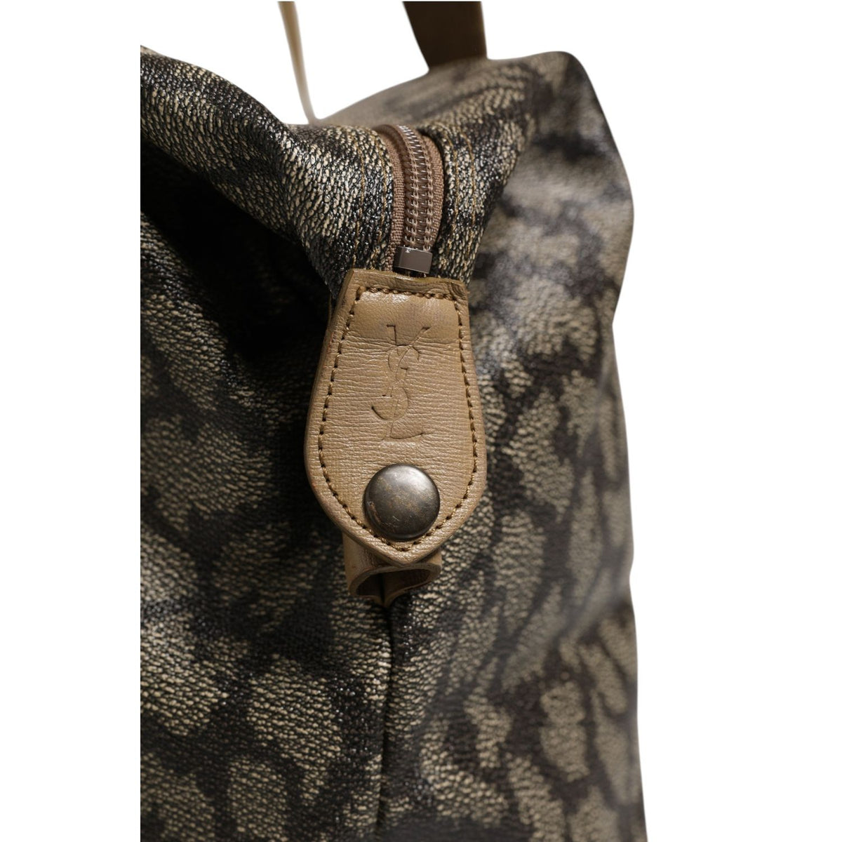 Saint Laurent Green and Brown Pattern Canvas Duffel Bag