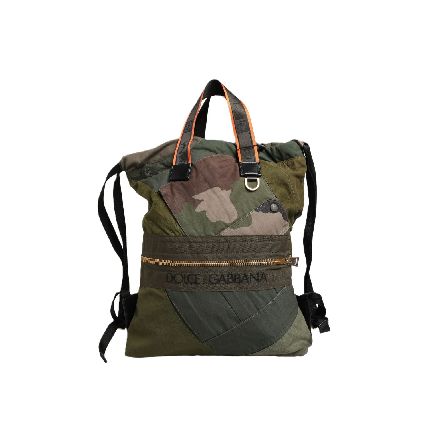 Dolce & Gabbana Military Green Patchwork Rucksack Backpack Borse Men Bag