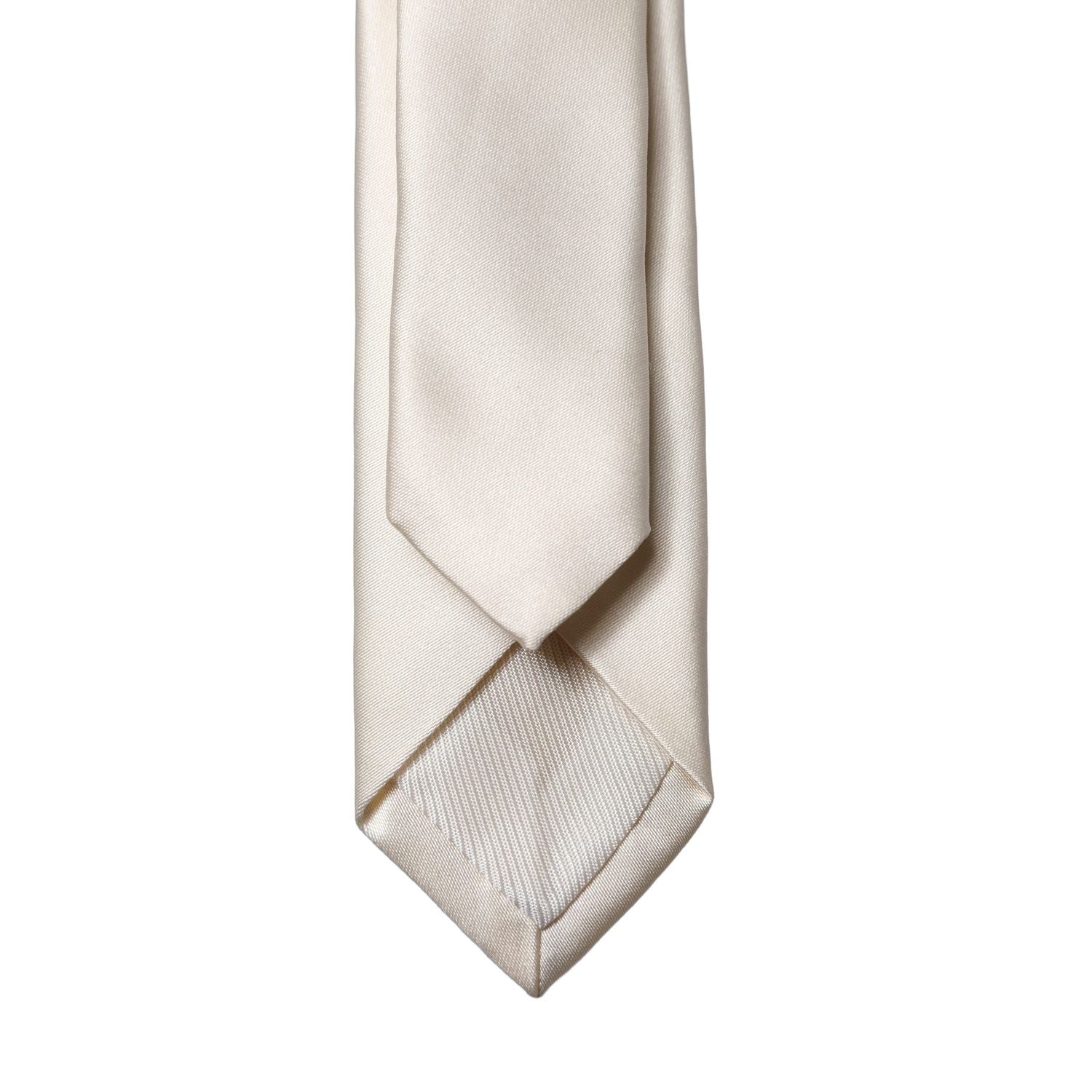 Dolce & Gabbana Off White Solid 100% Silk Adjustable Men Tied Necktie Tie
