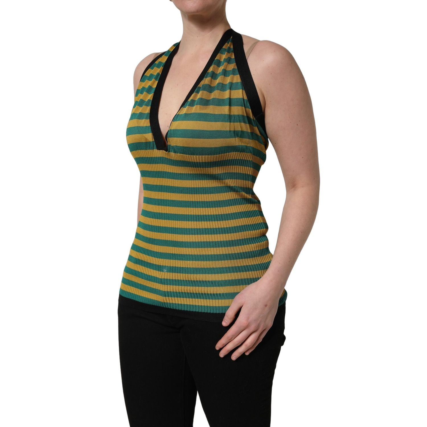 Dolce & Gabbana Multicolor Stripes Wool Knit Halter Tank Top