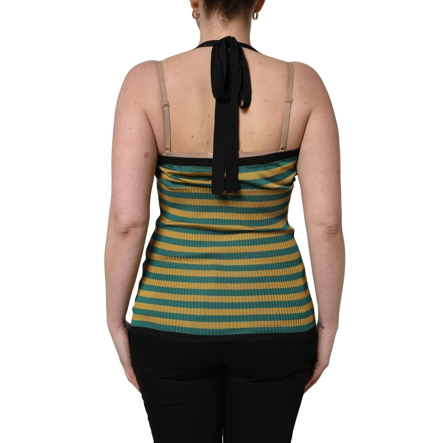 Dolce & Gabbana Multicolor Stripes Wool Knit Halter Tank Top
