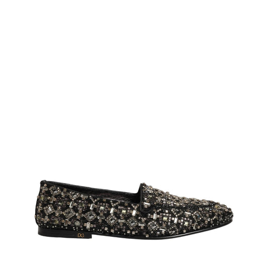 Dolce & Gabbana Black Crystal Embellished Dress Loafers Shoes