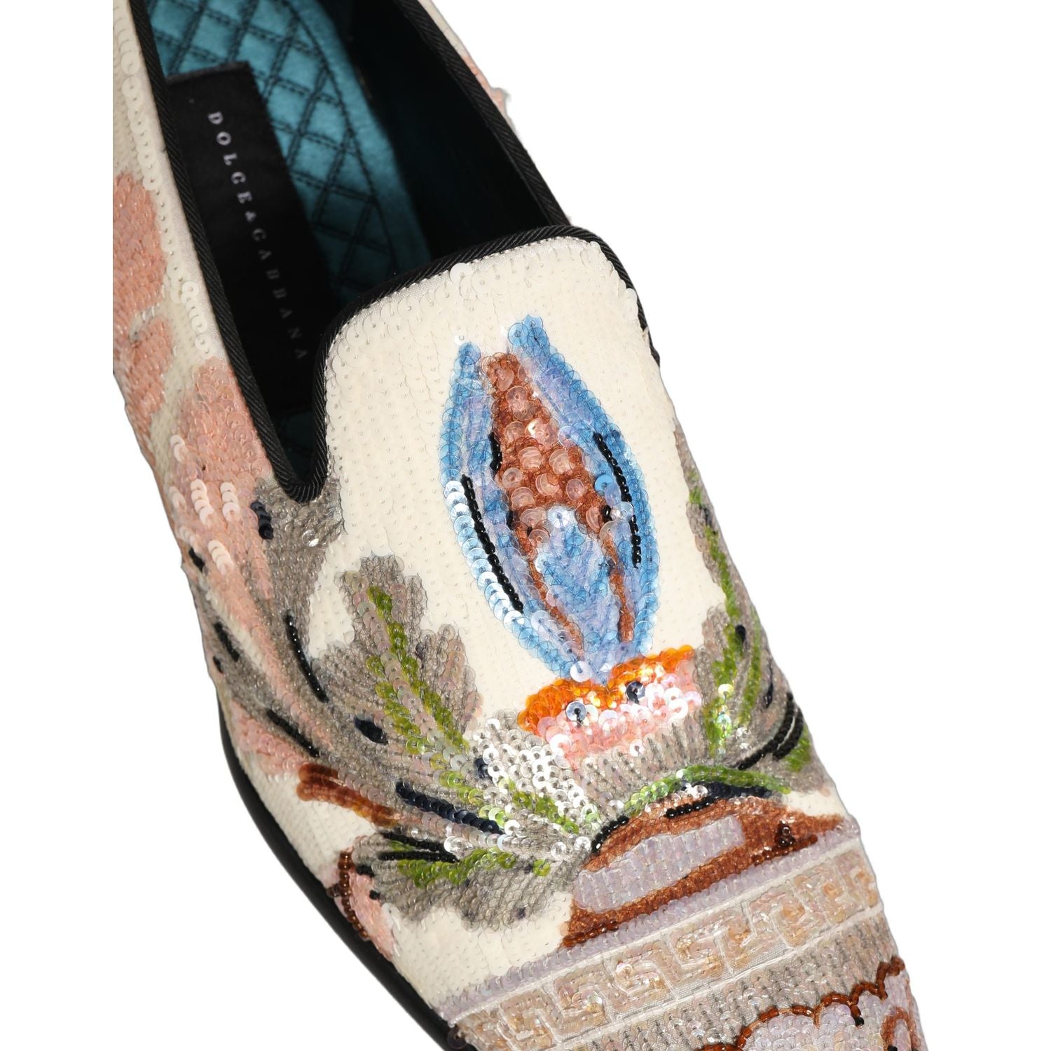 Dolce & Gabbana Multicolor Sequin Embroidered Loafers Shoes