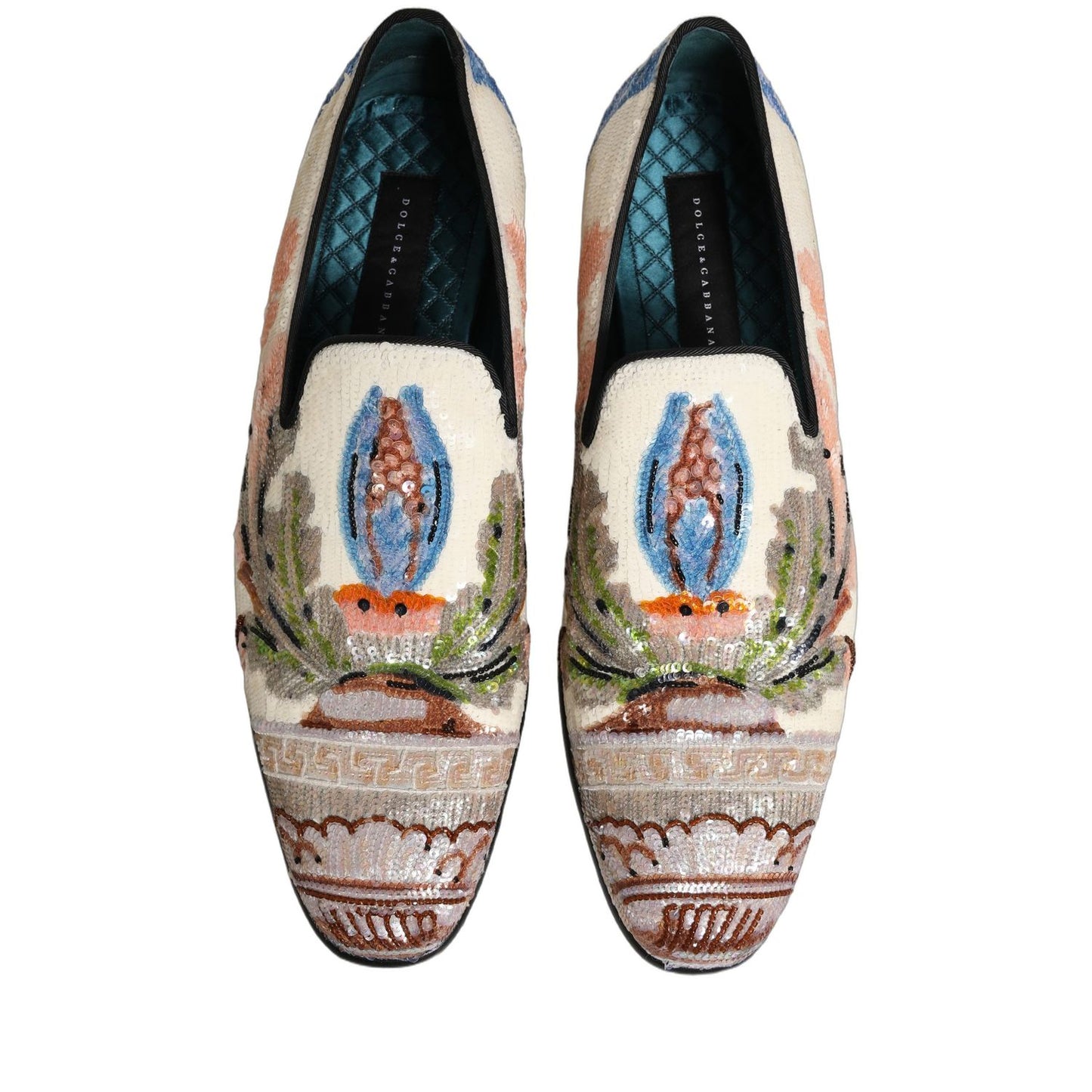 Dolce & Gabbana Multicolor Sequin Embroidered Loafers Shoes