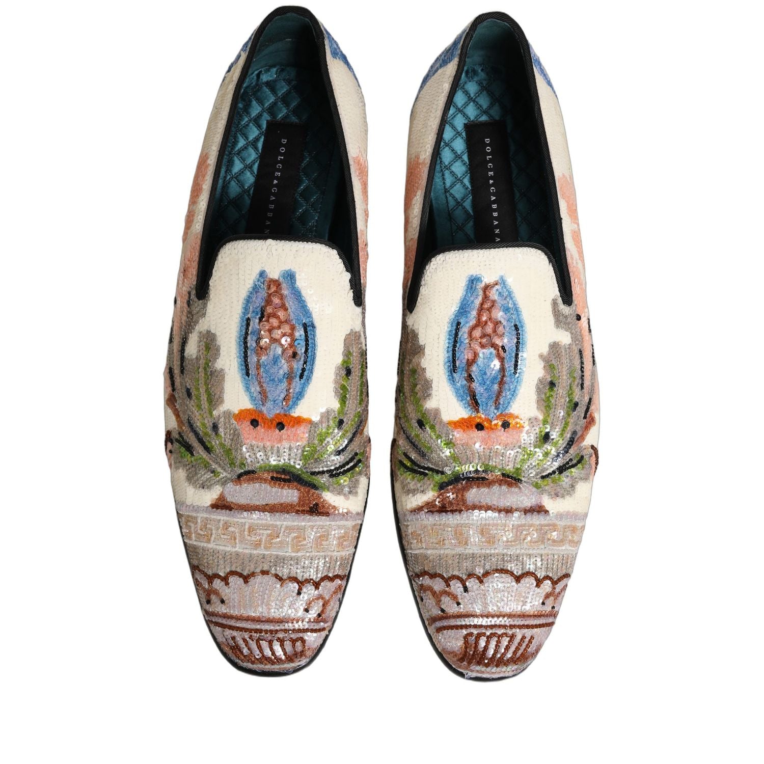 Dolce & Gabbana Multicolor Sequin Embroidered Loafers Shoes