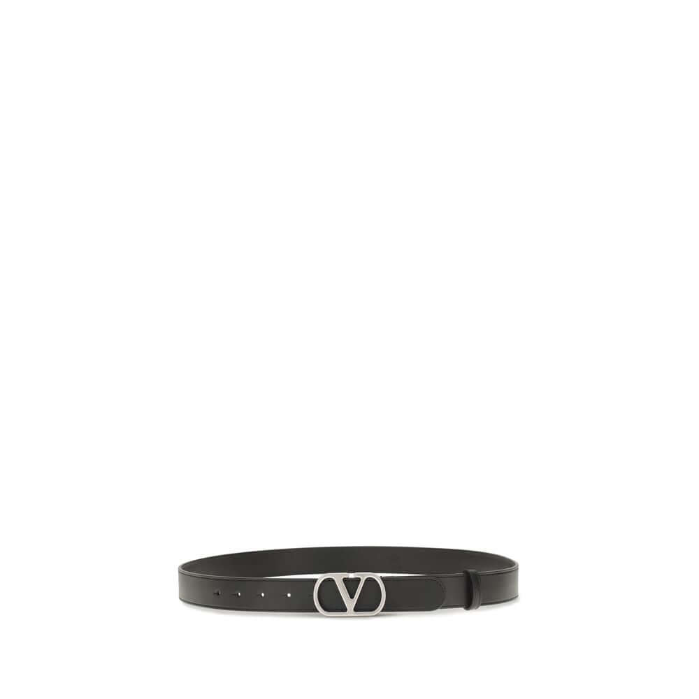 Valentino Garavani Black Calf Leather Bos Taurus Regular Belt