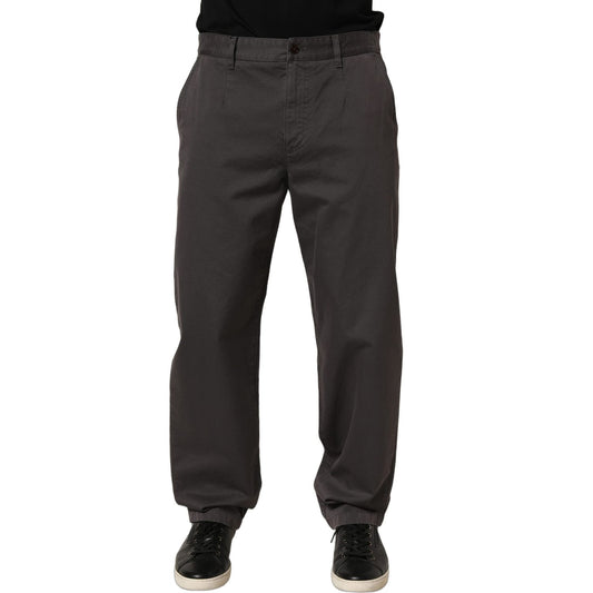 Dolce & Gabbana Dark Gray Cotton Straight Chino Trouser Pants