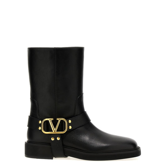 Valentino Garavani Black Calfskin Ankle Boots