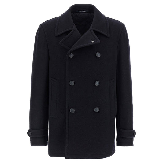 Tagliatore Blue Wool Coat