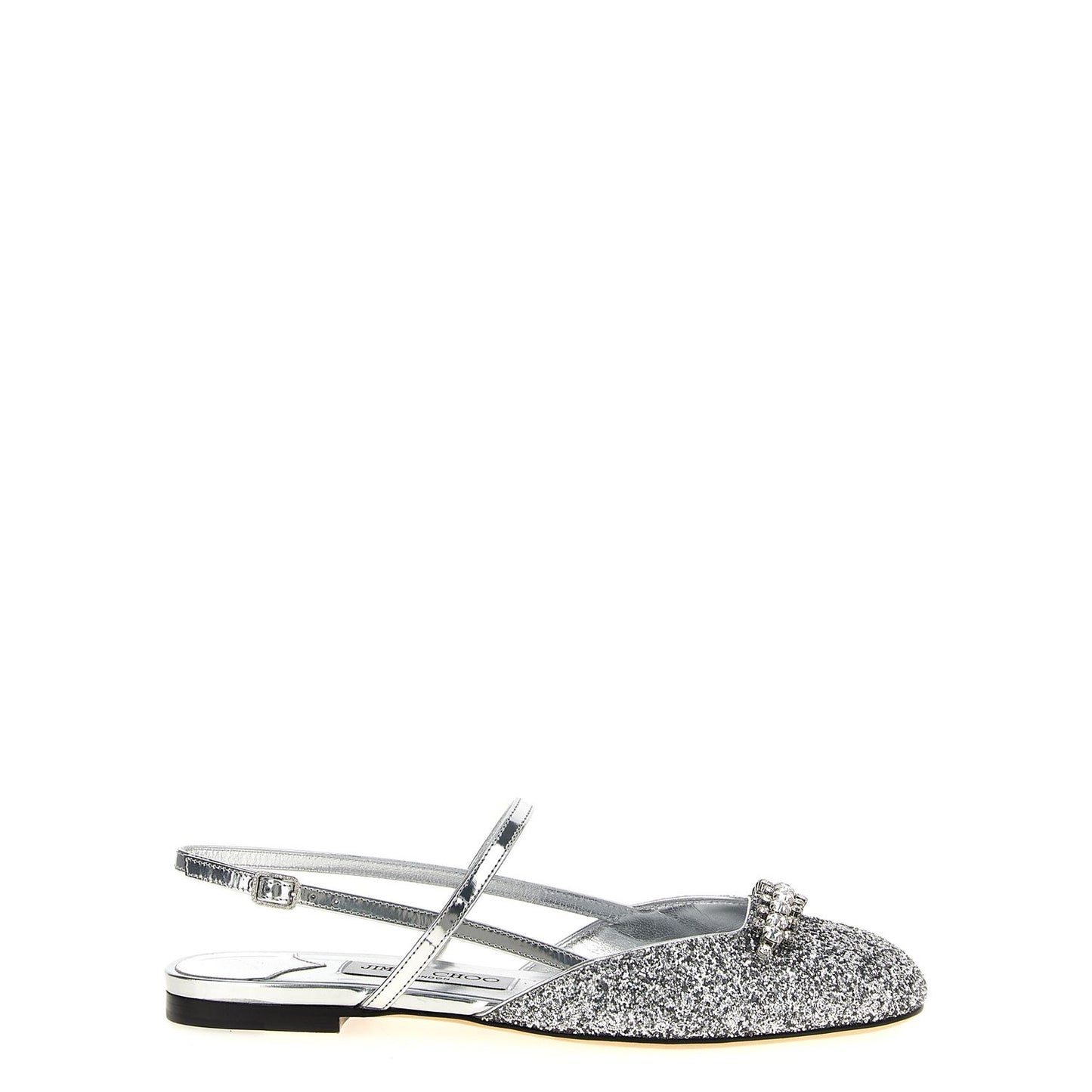 Jimmy Choo Silver Tencel Ballet Flats