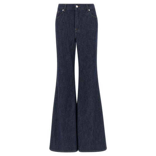 7 For All Mankind Blue Cotton Flared Jeans