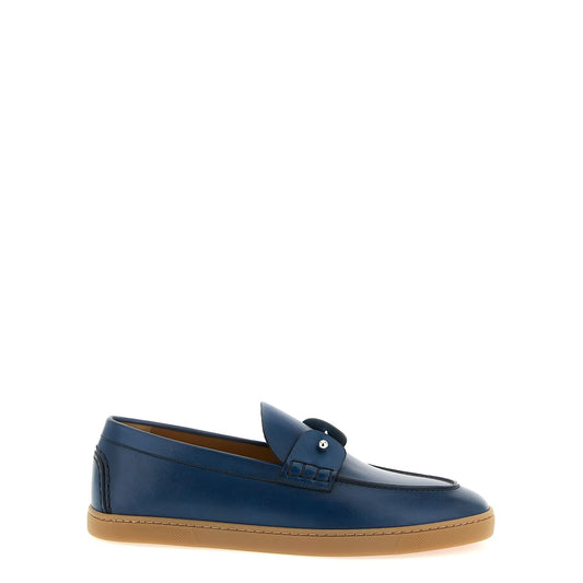 Christian Louboutin Blue Calfskin Slip-On Loafers