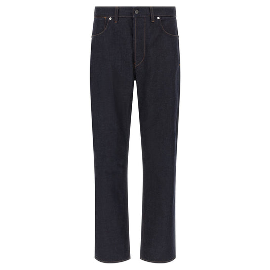Stone Island Blue Cotton Straight-Leg Jeans