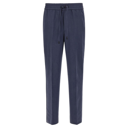Brioni Blue Linen Casual Pants