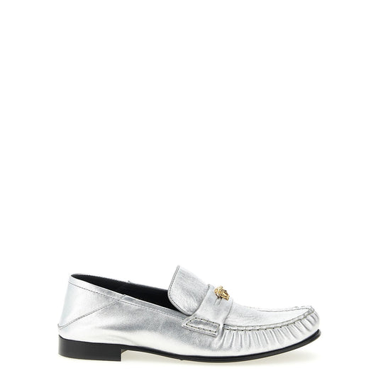 Versace Silver Lamb Leather Slip-On Loafers