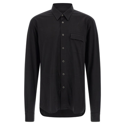Kiton Black Cotton Blouse