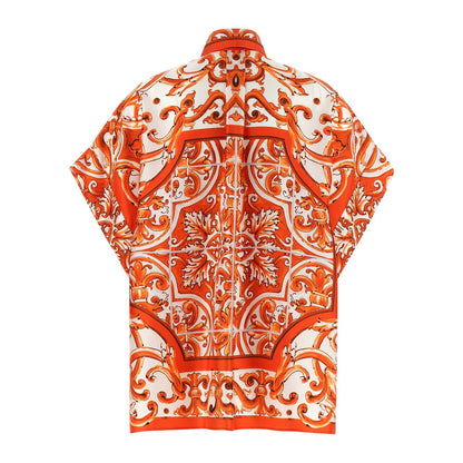 Dolce & Gabbana Orange Silk Blouse