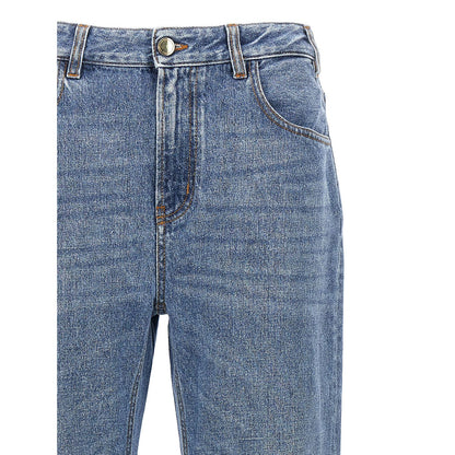 Chloé Blue Cotton High-Waisted Jean