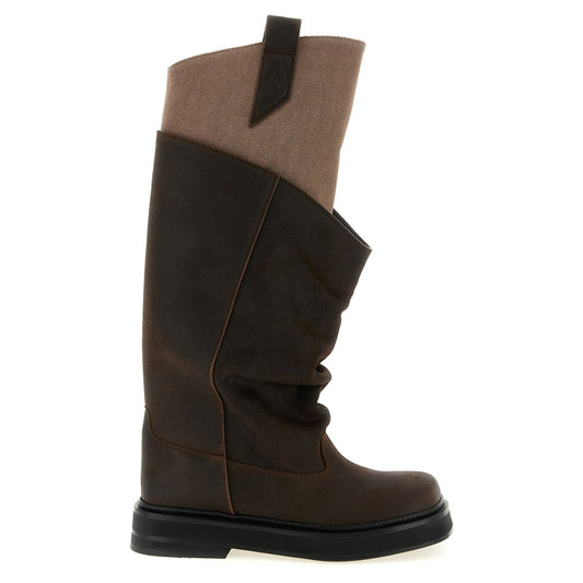 The Attico Brown Calf Leather Bos Taurus Over The Knee