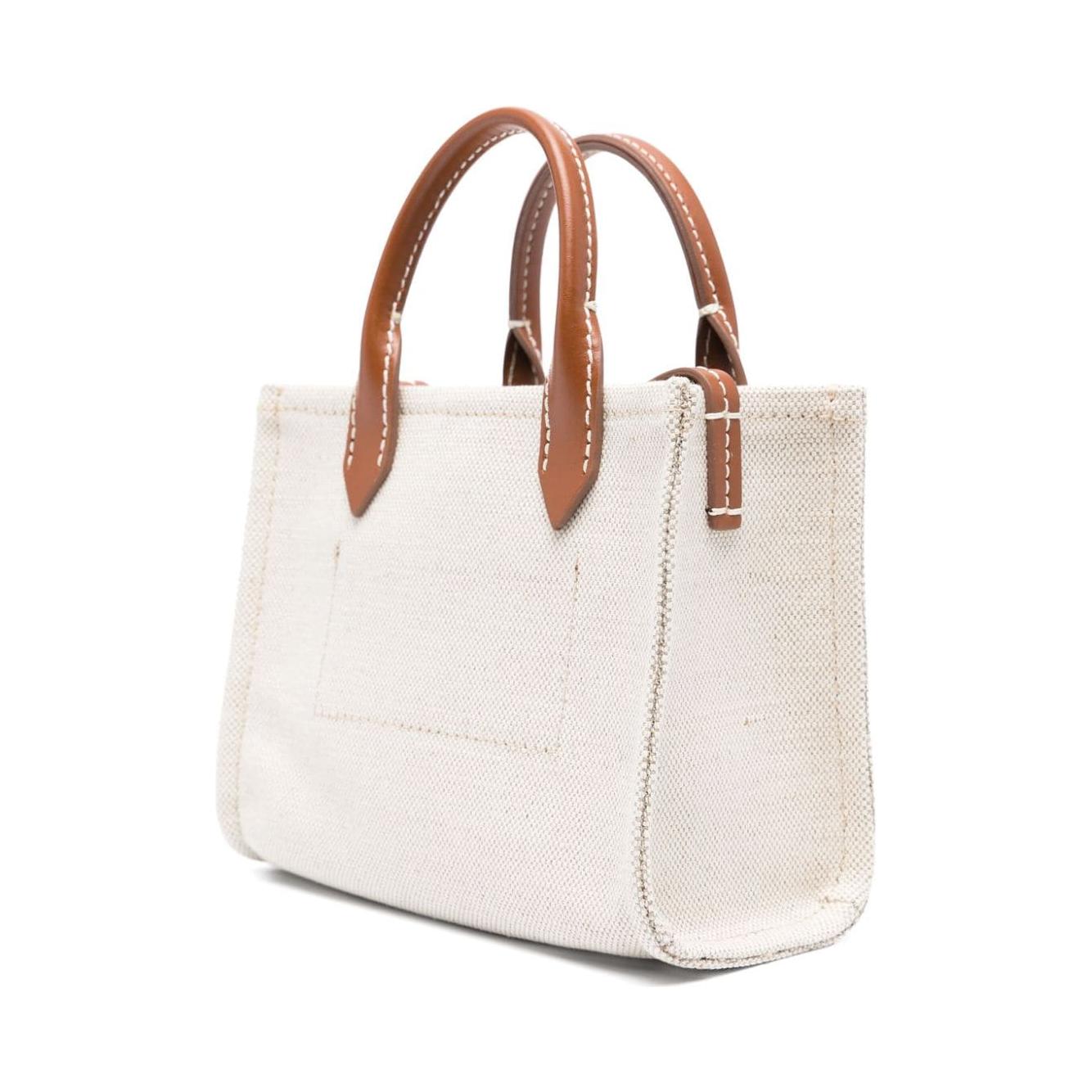 Balman beige cotton blend leather trim Bag Shopper Balmain