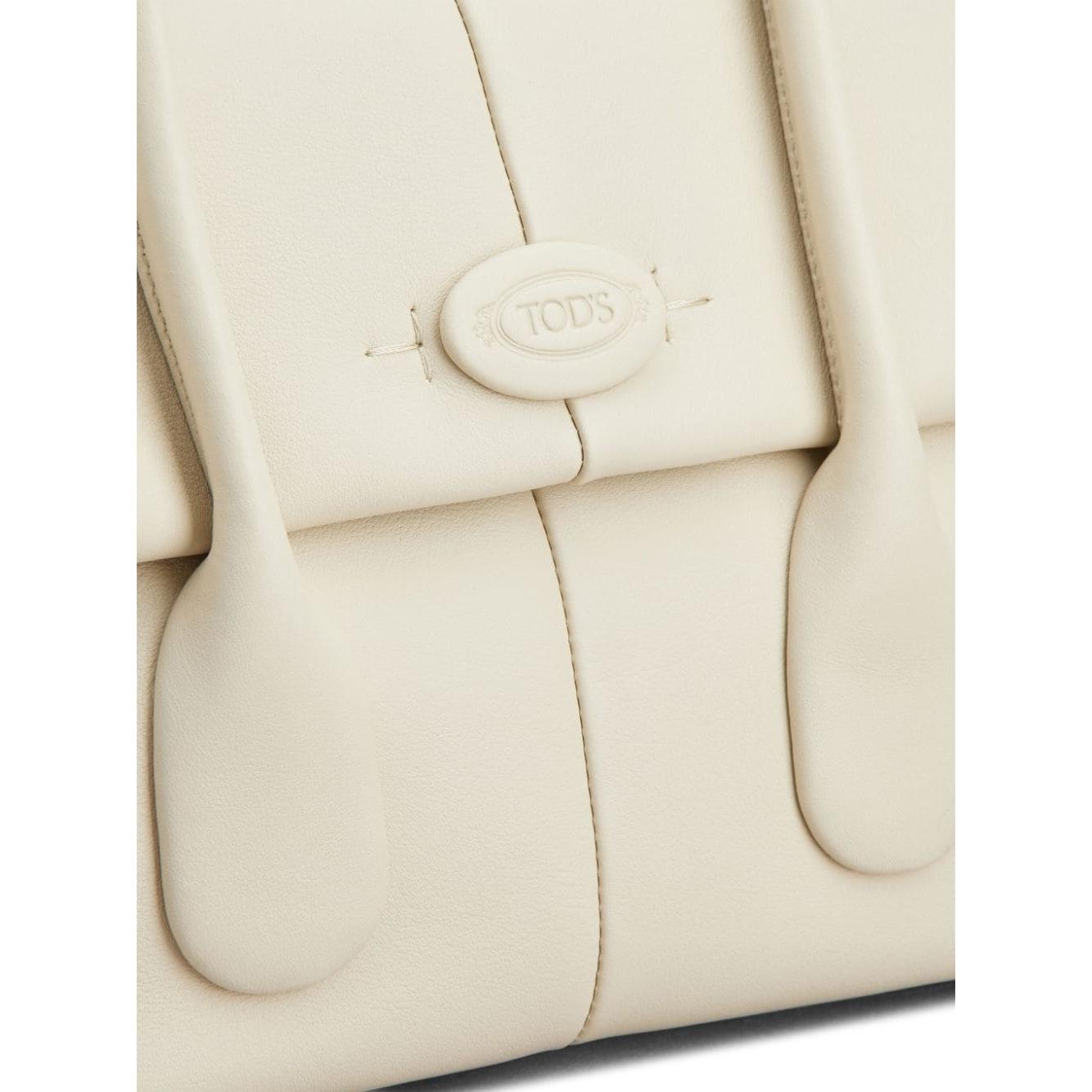 Tod's white calf leather appliqué logo Handbag Shopper Tod'S