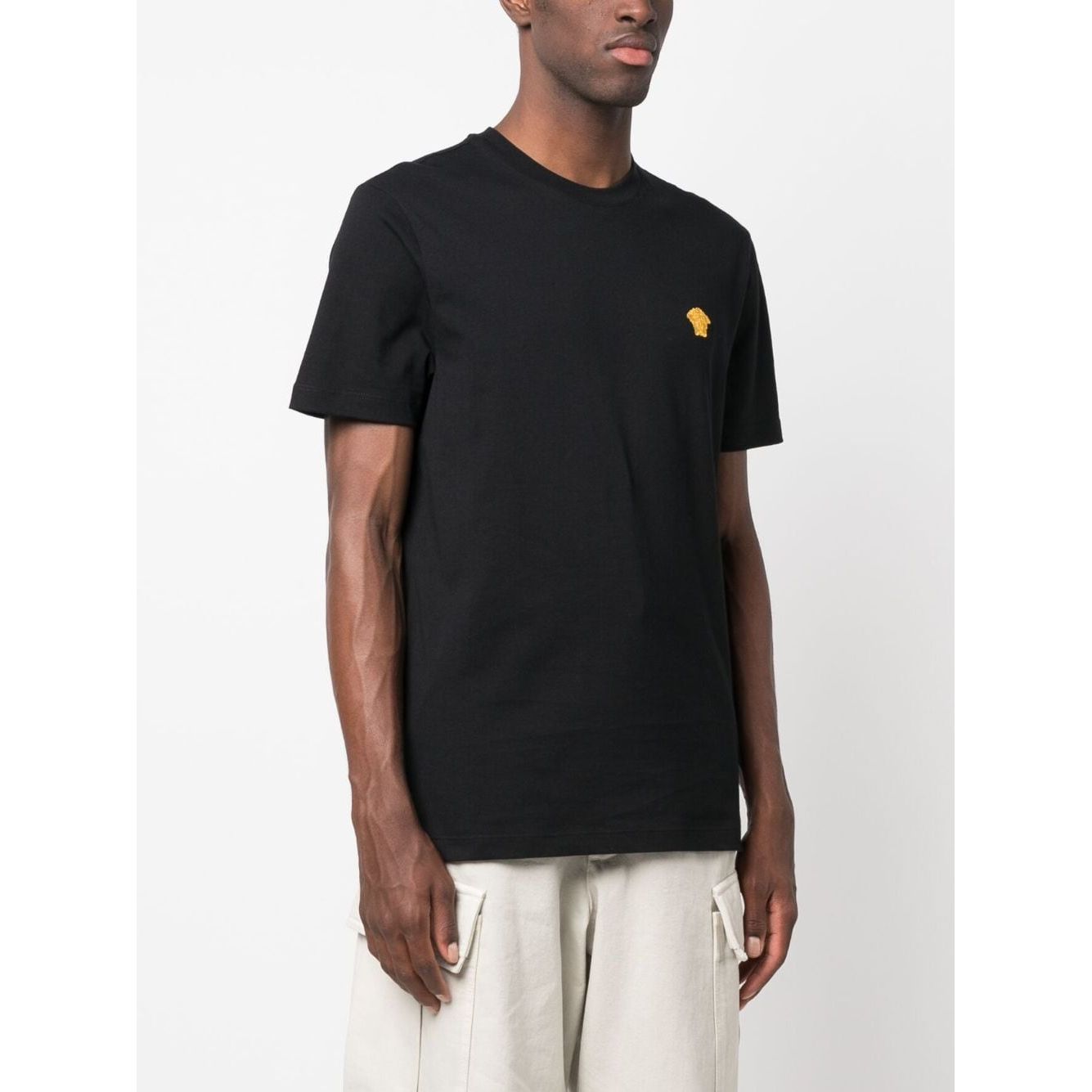 Versace Medusa-embroidered Cotton T-shirt Black Topwear Versace