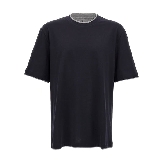 Brunello Cucinelli Blue Cotton T-Shirt
